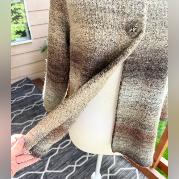 Croft & Barrow Button Up Front Brown & Grey Sweater Cardigan 3/4 Sleeve Small - Picture 4 of 7